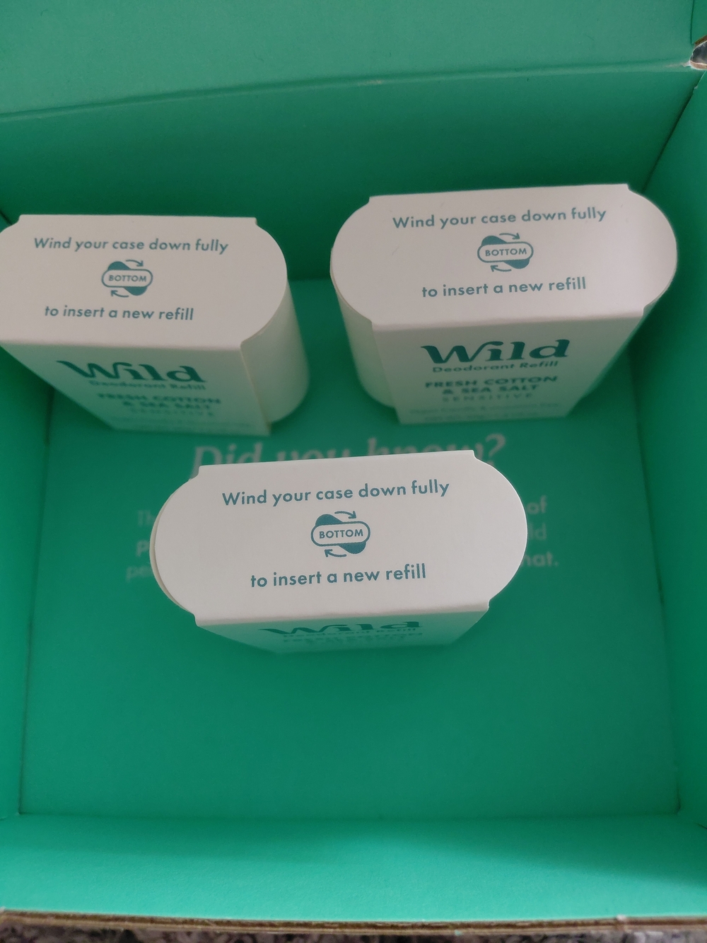 BNIB Fresh Cotton & Sea Salt Sensitive Wild Deodorant 3 Refill Pack - Picture 2 of 3